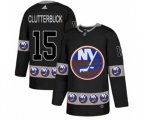 New York Islanders #15 Cal Clutterbuck Authentic Black Team Logo Fashion NHL Jersey