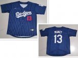 Los Angeles Dodgers #13 Max Muncy Navy Blue Pinstripe Stitched MLB Cool Base Nike Jersey