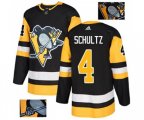 Adidas Pittsburgh Penguins #4 Justin Schultz Authentic Black Fashion Gold NHL Jersey
