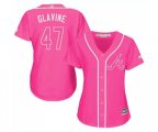 Women's Atlanta Braves #47 Tom Glavine Authentic Pink Fashion Cool Base Baseball Jersey