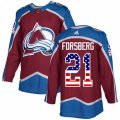 Colorado Avalanche #21 Peter Forsberg Authentic Burgundy Red USA Flag Fashion NHL Jersey