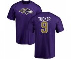 Baltimore Ravens #9 Justin Tucker Purple Name & Number Logo T-Shirt