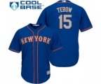 New York Mets #15 Tim Tebow Replica Royal Blue Alternate Road Cool Base Baseball Jersey