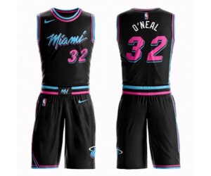 Miami Heat #32 Shaquille O\'Neal Swingman Black Basketball Suit Jersey - City Edition