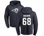 Los Angeles Rams #68 Jamon Brown Navy Blue Name & Number Logo Pullover Hoodie