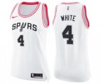 Women's San Antonio Spurs #4 Derrick White Swingman White Pink Fashion Basketball Jersey