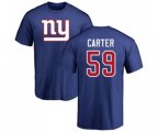 New York Giants #59 Lorenzo Carter Royal Blue Name & Number Logo T-Shirt