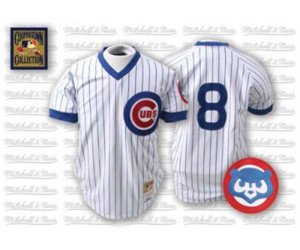 Chicago Cubs #8 Andre Dawson Replica White Blue Strip Throwback Baseball Jersey