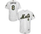 New York Mets #8 Gary Carter Authentic White 2016 Memorial Day Fashion Flex Base MLB Jersey