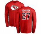 Kansas City Chiefs #27 Larry Johnson Red Name & Number Logo Long Sleeve T-Shirt