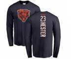 Chicago Bears #23 Devin Hester Navy Blue Backer Long Sleeve T-Shirt