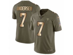 New Orleans Saints #7 Morten Andersen Limited Olive Gold 2017 Salute to Service NFL Jersey