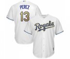 Kansas City Royals #13 Salvador Perez Replica White Home Cool Base Baseball Jersey