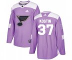 Adidas St. Louis Blues #37 Klim Kostin Authentic Purple Fights Cancer Practice NHL Jersey