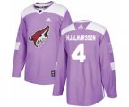Arizona Coyotes #4 Niklas Hjalmarsson Authentic Purple Fights Cancer Practice Hockey Jersey