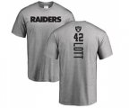 Oakland Raiders #42 Ronnie Lott Ash Backer T-Shirt