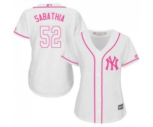 Women\'s New York Yankees #52 C.C. Sabathia Authentic White Fashion Cool Base Baseball Jersey