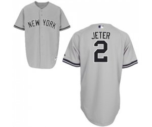 New York Yankees #2 Derek Jeter Replica Grey Name On Back Baseball Jersey