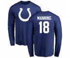 Indianapolis Colts #18 Peyton Manning Royal Blue Name & Number Logo Long Sleeve T-Shirt
