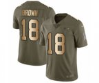 Seattle Seahawks #18 Jaron Brown Limited Olive Gold 2017 Salute to Service NFL Jersey