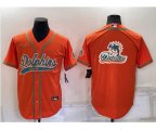 Miami Dolphins Orange Team Big Logo With Patch Cool Base Stitched Baseball Jersey