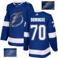 Tampa Bay Lightning #70 Louis Domingue Authentic Royal Blue Fashion Gold NHL Jersey