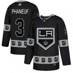 Los Angeles Kings #3 Dion Phaneuf Authentic Black Team Logo Fashion NHL Jersey