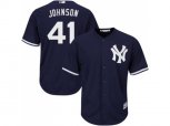 New York Yankees #41 Randy Johnson Authentic Navy Blue Alternate MLB Jersey