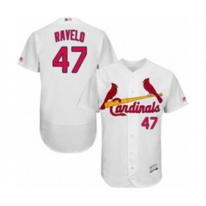 St. Louis Cardinals #47 Rangel Ravelo White Home Flex Base Authentic Collection Baseball Player Jersey