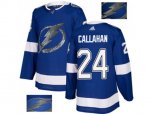 Tampa Bay Lightning #24 Ryan Callahan Blue Home Authentic Fashion Gold Stitched NHL Jersey