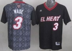Miami Heat #3 Dwyane Wade Authentic Black New Latin Nights Basketball Jersey