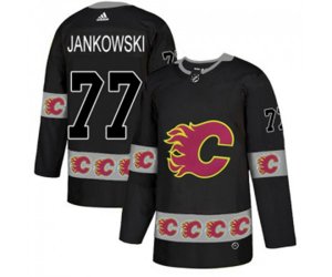 Calgary Flames #77 Mark Jankowski Authentic Black Team Logo Fashion Hockey Jersey