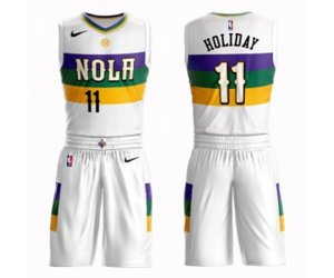 New Orleans Pelicans #11 Jrue Holiday Swingman White Basketball Suit Jersey - City Edition