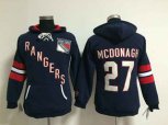 women new york rangers #27 Ryan McDonagh blue pullover hooded
