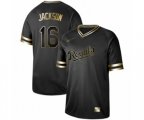 Kansas City Royals #16 Bo Jackson Authentic Black Gold Fashion Baseball Jersey
