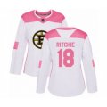 Women Boston Bruins #18 Brett Ritchie Authentic White Pink Fashion Hockey Jersey