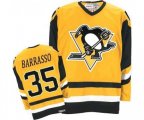 CCM Pittsburgh Penguins #35 Tom Barrasso Authentic Yellow Throwback NHL Jersey