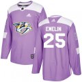 Nashville Predators #25 Alexei Emelin Authentic Purple Fights Cancer Practice NHL Jersey