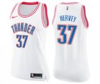Women's Oklahoma City Thunder #37 Kevin Hervey Swingman White Pink Fashion Basketball Jersey
