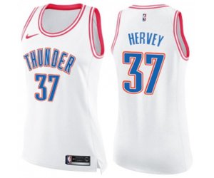 Women\'s Oklahoma City Thunder #37 Kevin Hervey Swingman White Pink Fashion Basketball Jersey