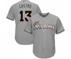Miami Marlins #13 Starlin Castro Replica Grey Road Cool Base Baseball Jersey