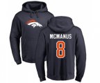Denver Broncos #8 Brandon McManus Navy Blue Name & Number Logo Pullover Hoodie