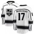 Los Angeles Kings #17 Jonny Brodzinski Authentic White Away Fanatics Branded Breakaway NHL Jersey