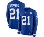 New York Giants #21 Jabrill Peppers Limited Royal Blue Therma Long Sleeve Football Jersey