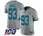 Jacksonville Jaguars #93 Calais Campbell Silver Inverted Legend Limited 100th Season Football Jersey