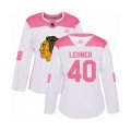 Women's Chicago Blackhawks #40 Robin Lehner Authentic White Pink Fashion Hockey Jersey