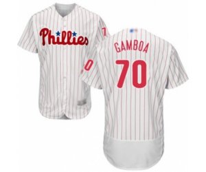 Philadelphia Phillies Arquimedes Gamboa White Home Flex Base Authentic Collection Baseball Player Jersey
