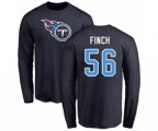 Tennessee Titans #56 Sharif Finch Navy Blue Name & Number Logo Long Sleeve T-Shirt