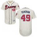 Atlanta Braves #49 Julio Teheran Cream Alternate Flex Base Authentic Collection MLB Jersey
