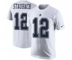 Dallas Cowboys #12 Roger Staubach White Rush Pride Name & Number T-Shirt